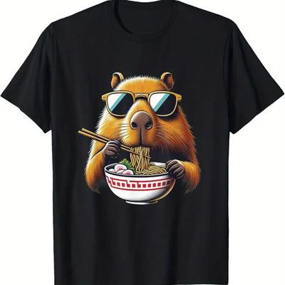 Cool Capybara Eating Ramen T-shirt