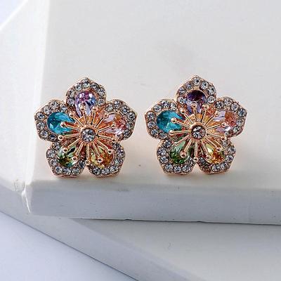 Juran Rhinestone Flower Design Stud Earrings Valentines,Mom,Mother,Mother's Day,Gift