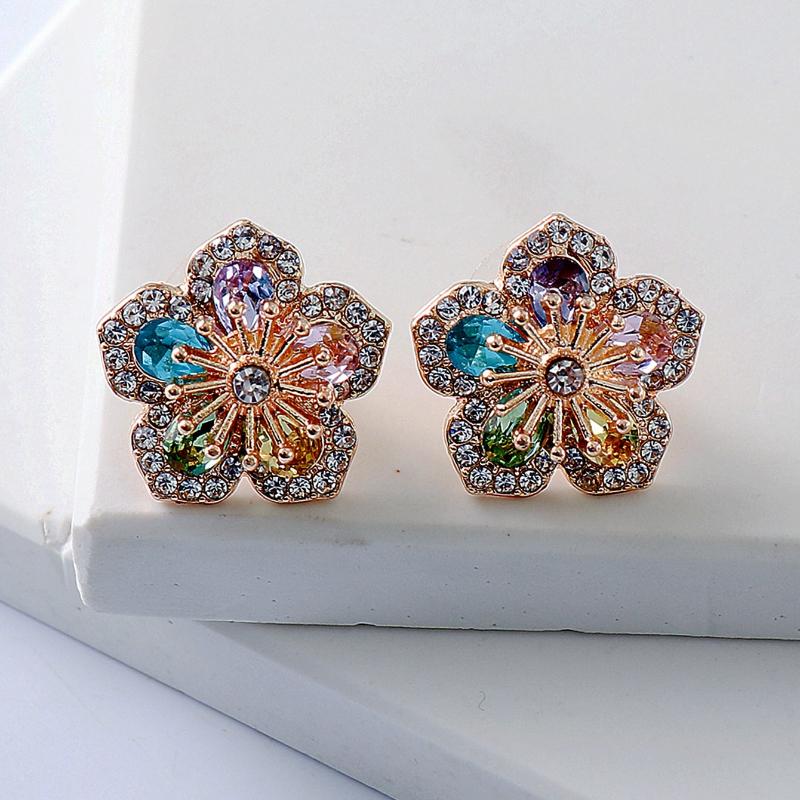 

Juran Rhinestone Flower Design Stud Earrings Valentines,Mom,Mother,Mother s Day,Gift one-size