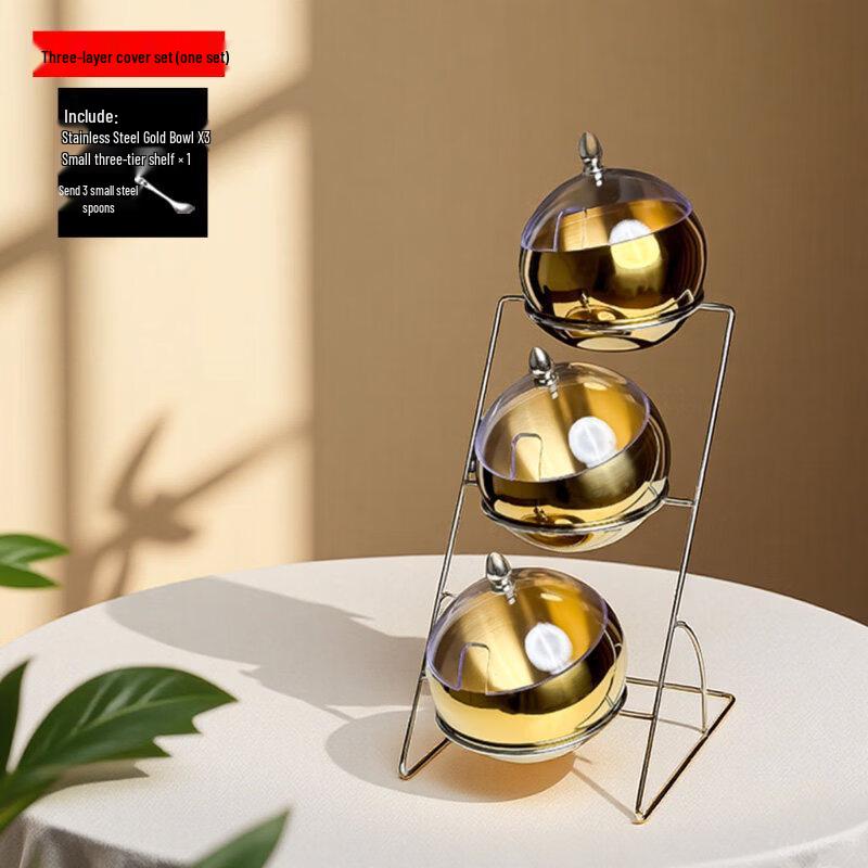 Jingbaodi Stainless Steel 3-Tier Buffet Condiment & Serving Set