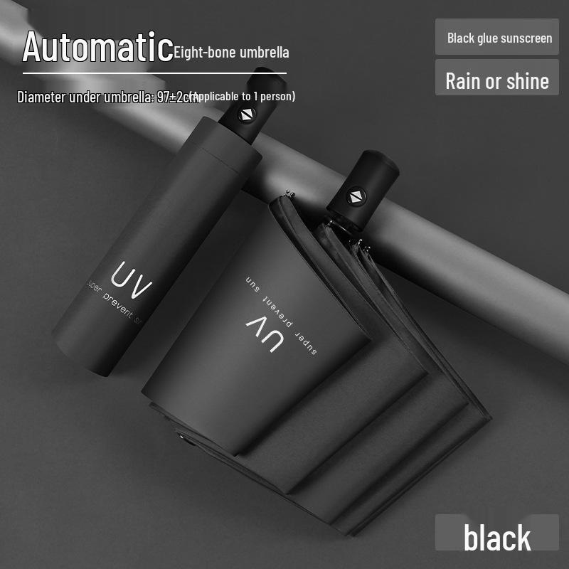 Automatic Floral Oil Painting Umbrella - Portable, Sturdy, Black Glue Sunscreen Parasol