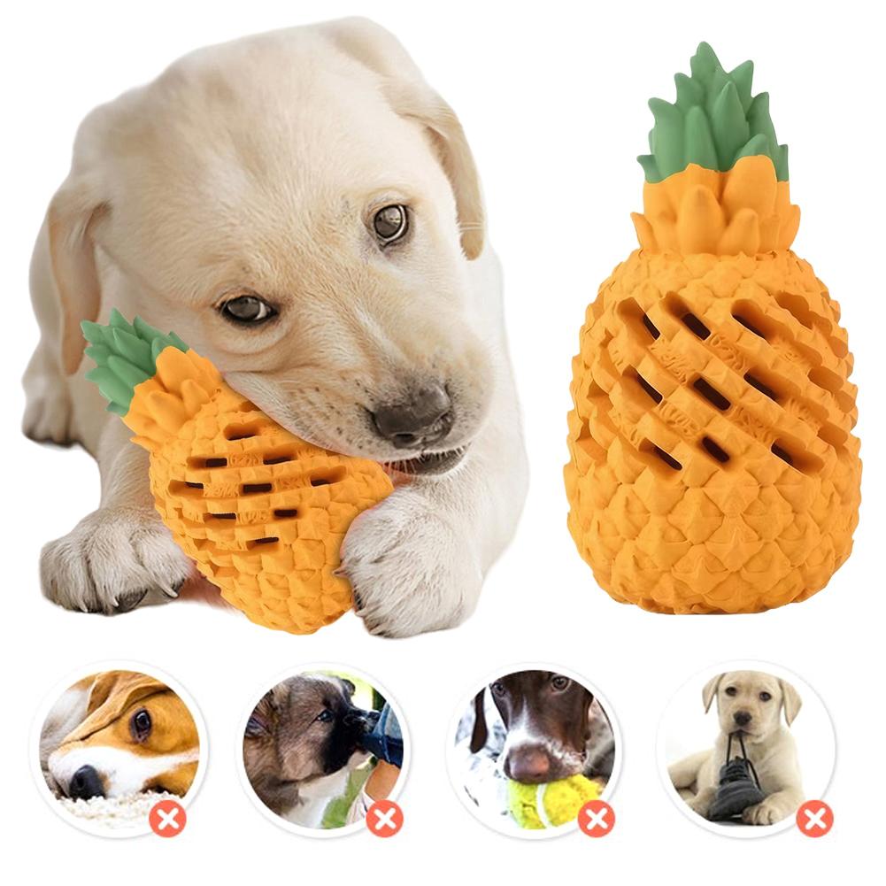 Yellow Pineapple Dog Chew Toy Reusable Dog Cat Toy Teething Chew Ball Rubber Interactive Toy Dental Clean Puzzle Toy Pet Supplie
