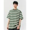 Wassup Trendy Japanese Style Color-Block Striped Short-Sleeve T-Shirt for Men, Summer Loose Fit Versatile Trendy Tee Men's Half-Sleeve Top