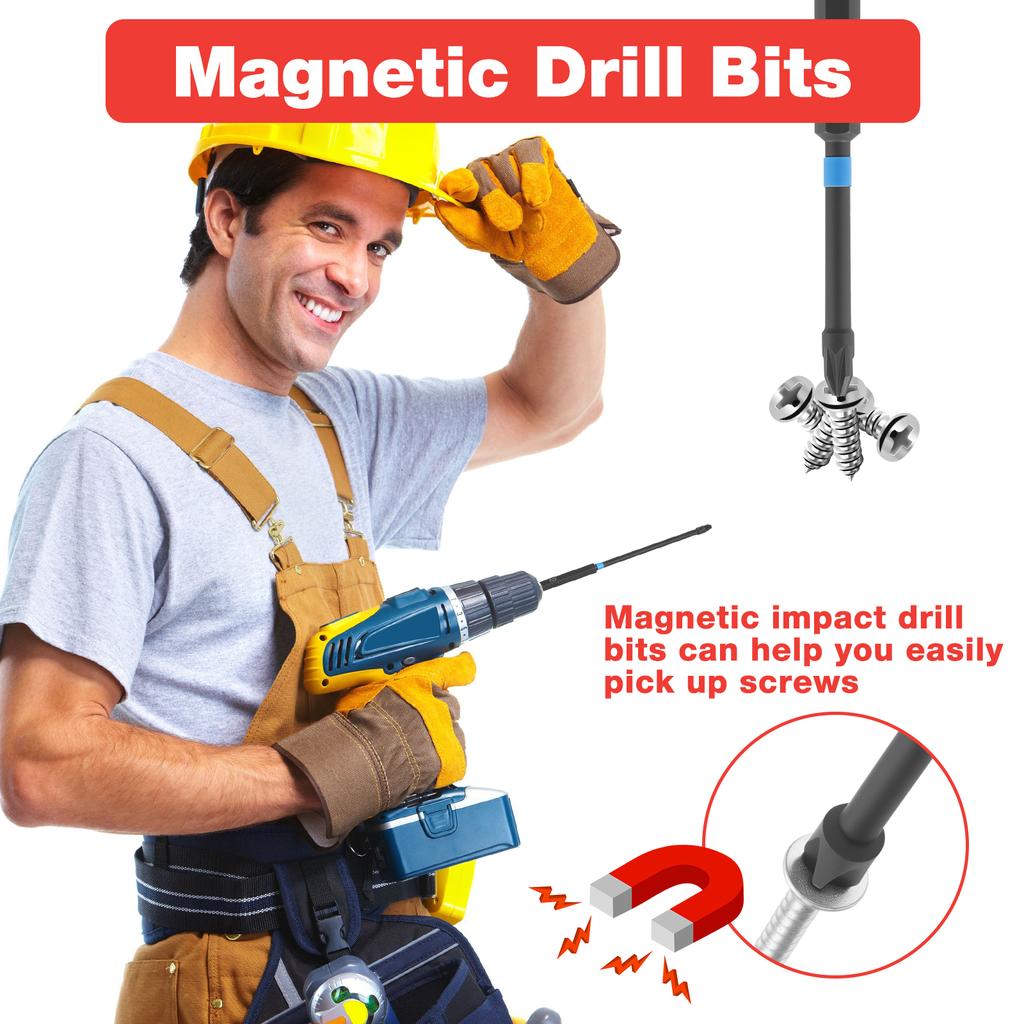 10PCS S2 Steel Magnetic Screwdriver Drill Bit Set Strong Adhesion Magnetic Electric Screwdriver Set Efficient Torque for Metal