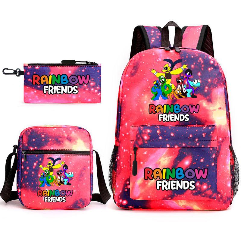 Rainbow Friends Surrounding Backpack Elementary School Student Starry Sky School Bag Three-piece Set
