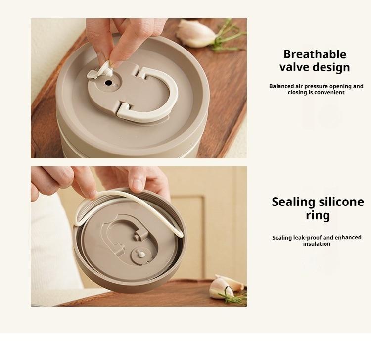 304 Edelstahl Isoliert mit Deckel Thermische Lunchbox, Auslaufsichere Tragbare Bento-Box für Büroangestellte & Studenten