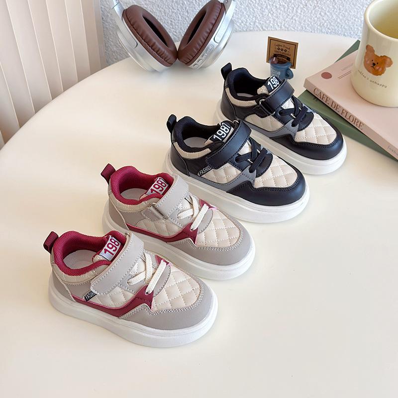 Children's Contrasting Sports Shoes Spring and Autumn 2025 Boys' Children's Leather Casual Shoes Girls' Running Shoes Versatile