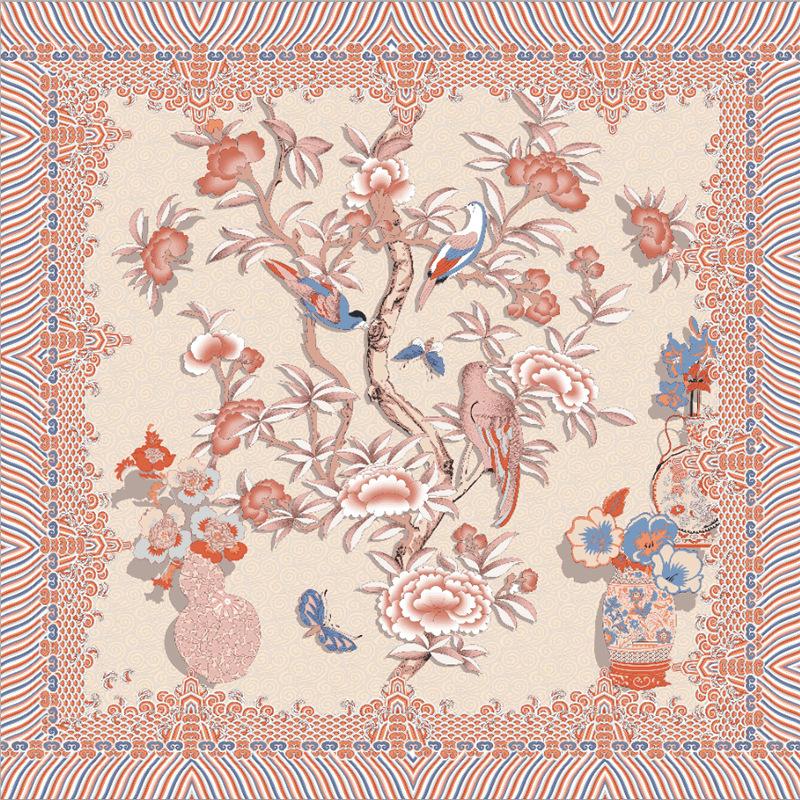 Customizable Twill Silk Scarf 100% Mulberry Silk Digital Printed Women Low MOQ Custom Bandana Headscarf Hand Rolled Edge