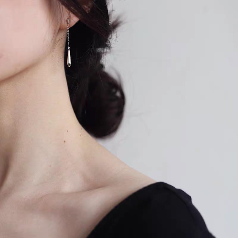 BF CLUB 925 Silver Earrings For Women Trendy Waterdrop Long Tassel Jewelry Prevent Allergy Party Wedding Accessories