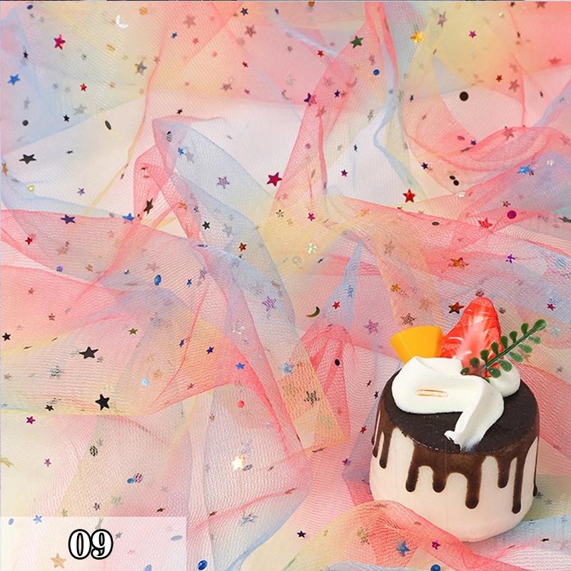 2/4/6 Yard Colorful Gradient Rainbow Mesh Fabric Rainbow Tulle Fabric For Diy Tutu Skirt Princess Dress Wedding Party Decor