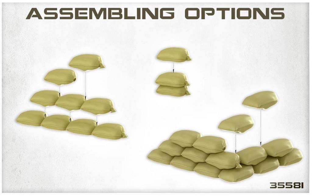 Miniart Scale Burlap Sack Set Plastic Model MA35586 1/35 (for sand, cement, vegetables, flour, seeds, etc.)