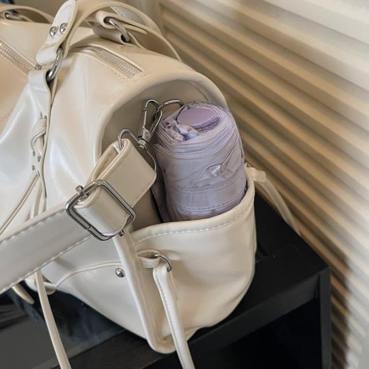 Bolsa tote feminina brilhante com cordão e franjas, bolsa de ombro