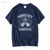 Nashville Music City T Shirt Country Cowgirl Long Or Short Sleeves Vintage Washed Top For Everyday Wear Comfortable Breathable
