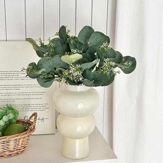 5Pcs Artificial Eucalyptus Leaves with Fruits Realistic Fake Greenery Plants DIY Floral Arrangements Table Centerpiece Decoration
