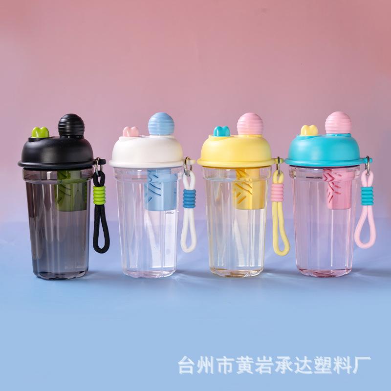 Water bottle new high value portable double drink plastic cup straw cup 110ml portable cute outdoor water cup easy cup