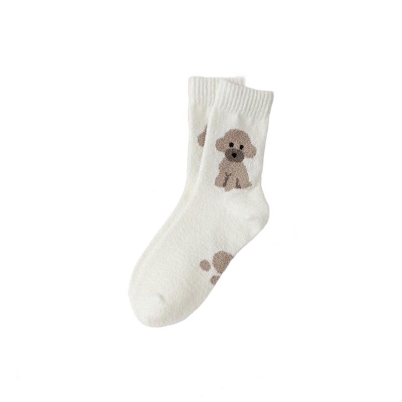 Autumn/Winter Double-Sided Fleece Puppy Floor Socks (3 Pairs)