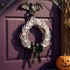 Black Ribbon Halloween Skeleton Hand Wreath Dark Style Halloween Artificial Wreath Window Decor