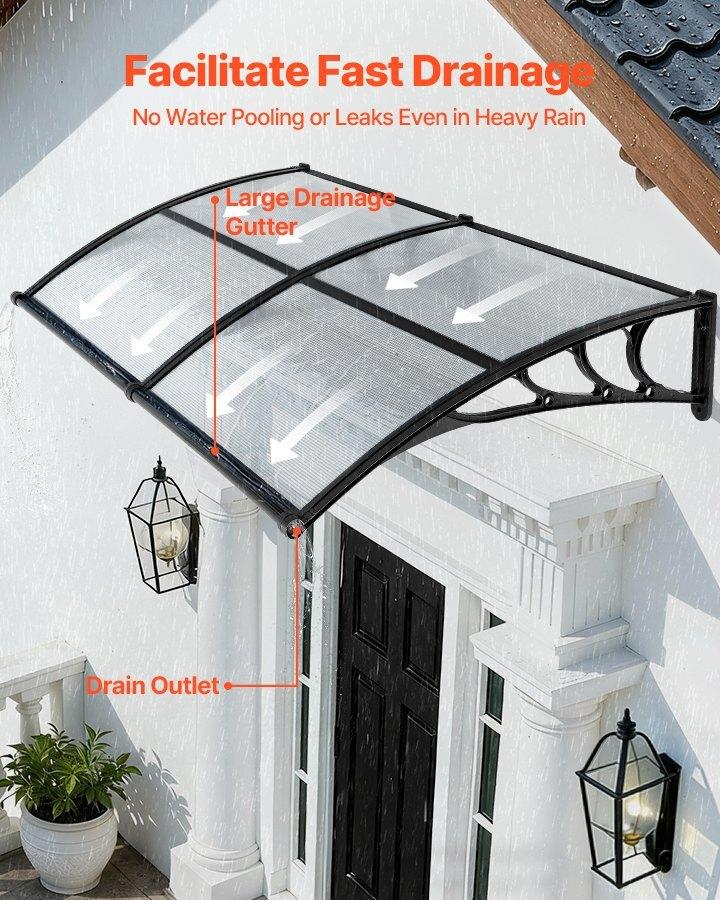 Awnings for Door Entrance, 38 X 78 In, Exterior Front Door Window Awnings with Drainage & ABS Bracket, Rain Snow Sun Protection, Overhang