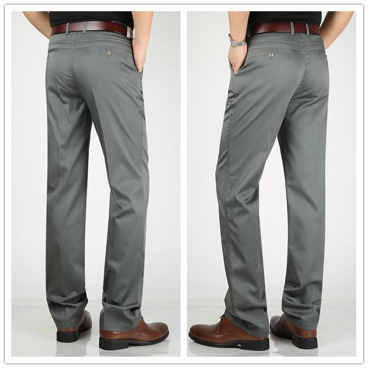 Casual Suit Pants Men Fashion Business Classic Solid Color High Waist Straight Suit Pants