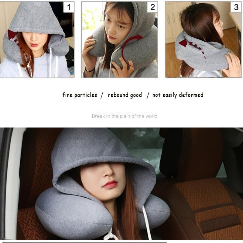 2018!New Arrival Travel Pillow Multi-functional Hooded U-shaped Pillow Neck Pillow Nostalgic Lazy Pi серый