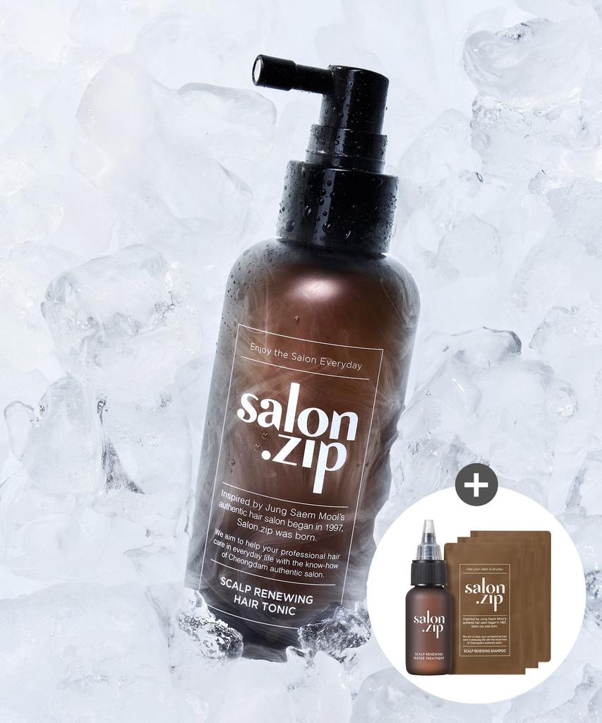 SalonZip Scalp Renewing Hair Tonic (Water Treatment 30ml + SalonZip Scalp Renewing Shampoo 3-row Sachet Gift)