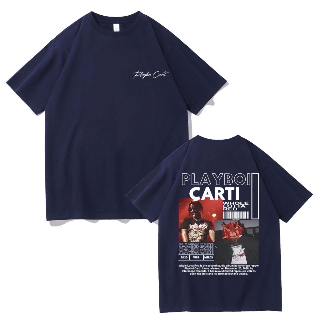 Rapper Playboi Carti Whole Lotta Red 2020 Album Graphic Tshirt Men Hip Hop Vintage T-shirt Short Sleeve Street Oversized T Shirt
