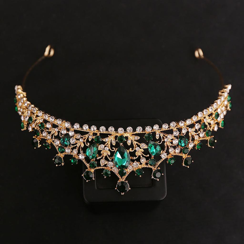 Bridal Wedding Tiara Crown Full Rhinestones Luxurious Style Headpiece for Stage Performance School Ball