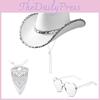 Conjunto de Adereços de Fantasia de Maquiagem Com Chapéu de Cowgirl Cowboy Óculos e Bandana Para Fantasias de Festa