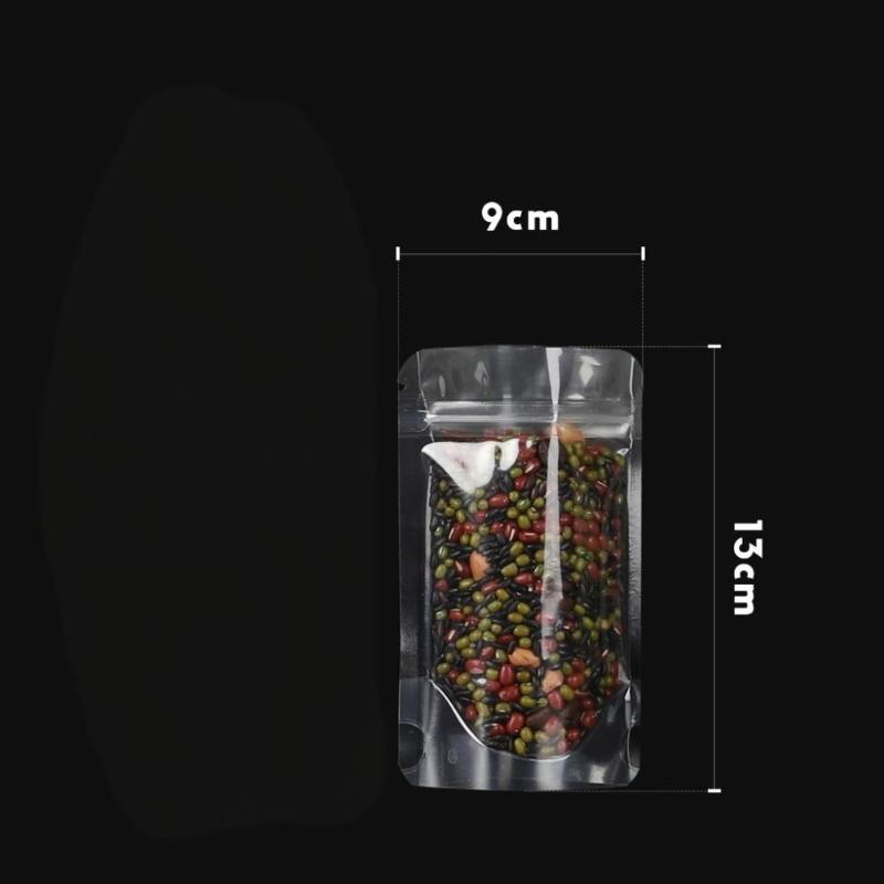 

100Pcs Clear Front Transparent Stand Up Smell Proof Resealable Ziplock Aluminum Foil Packaging Mylar Food Bag 9x14cm