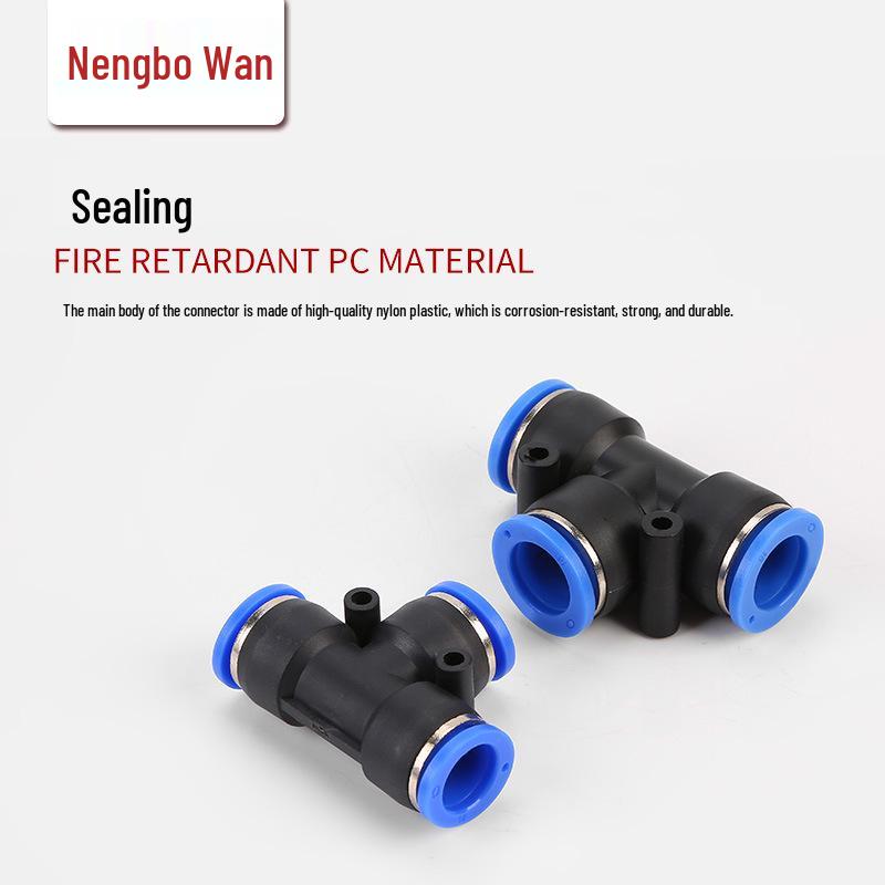 Plastic T-Shaped Reducing Tee Quick Connect Pneumatic Air Hose Fitting (PE-6/8/10/12)