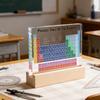 Periodic Table Desktop Decoration Colored Letters Acrylic Periodic Table of Chemistry Elements Display with Wood Stand and Light