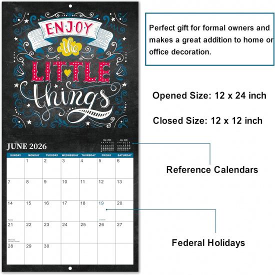 

Календарь 2025-2026 Настенный - Настенный Календарь 2025-2026, Июль. 2025 - Декабрь. 2026, 12 x 24 (открыто), 18-месячный настенный календарь, блок без линовки - Мотивационный