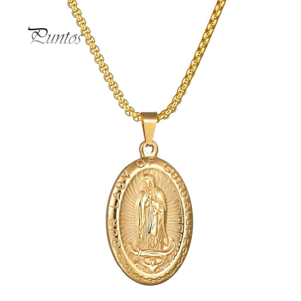 Religious Virgin Mary Guadalupe Embossed Pendant Necklace Jewelry Decor Gift
