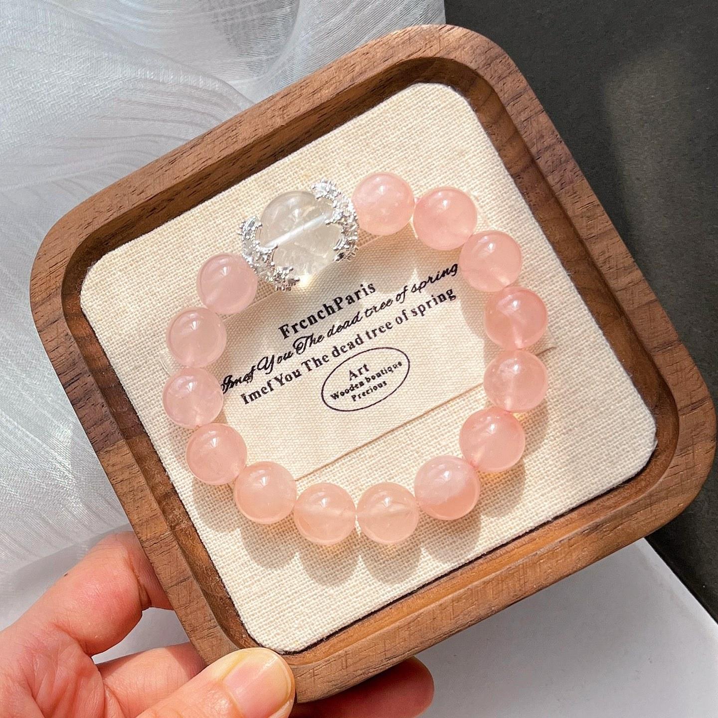 12M Natural Madagascar Powder Crystal Milk White Crystal Design Bracelet