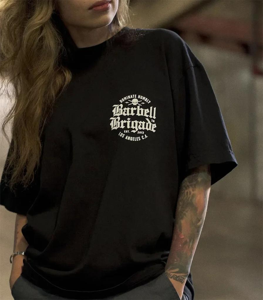 Barbell Brigade Gym Men T-shirt Male Sports Gym Muscle Fitness T Shirt Loose Cotton Short Sleeve Summer Bodybuilding Tee Tops