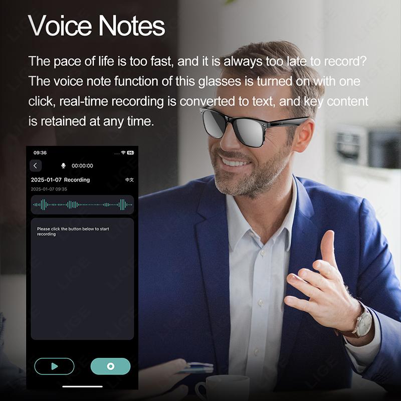 Smart Sunglasses Bluetooth Call Anti Blue Light Anti-UV Waterproof Smart Glasses For Men Women AI Intelnt Translation