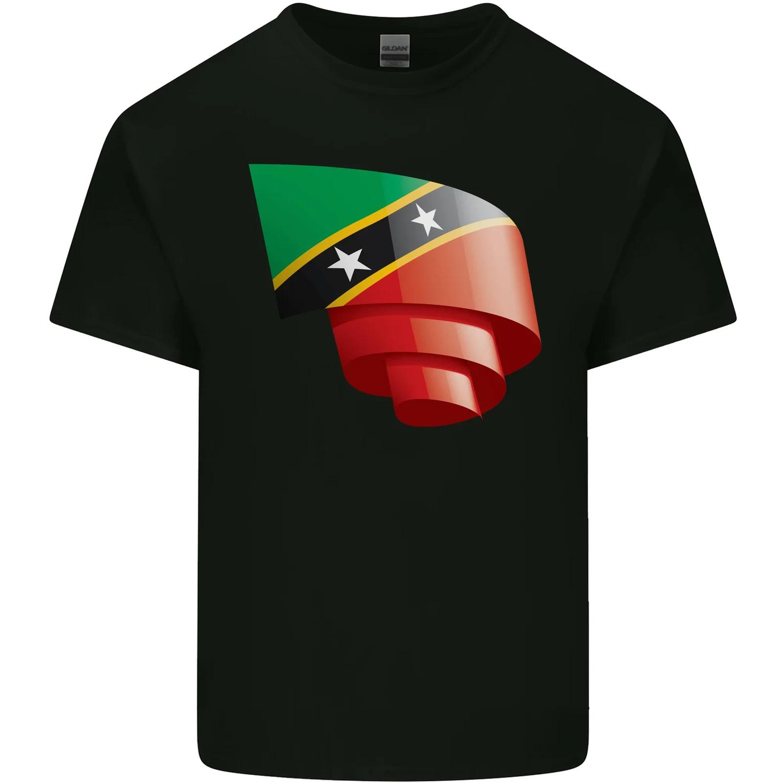 

Curled Saint Kitts and Nevis Flag Day Football Mens Cotton T-Shirt Tee Top 2XL