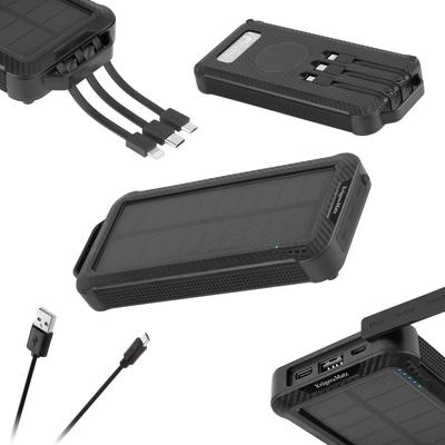 Kruger&Matz Power Bank 10 000 mAh z ładowaniem słonecznym, ładowaniem bezprzewodowym i latarką