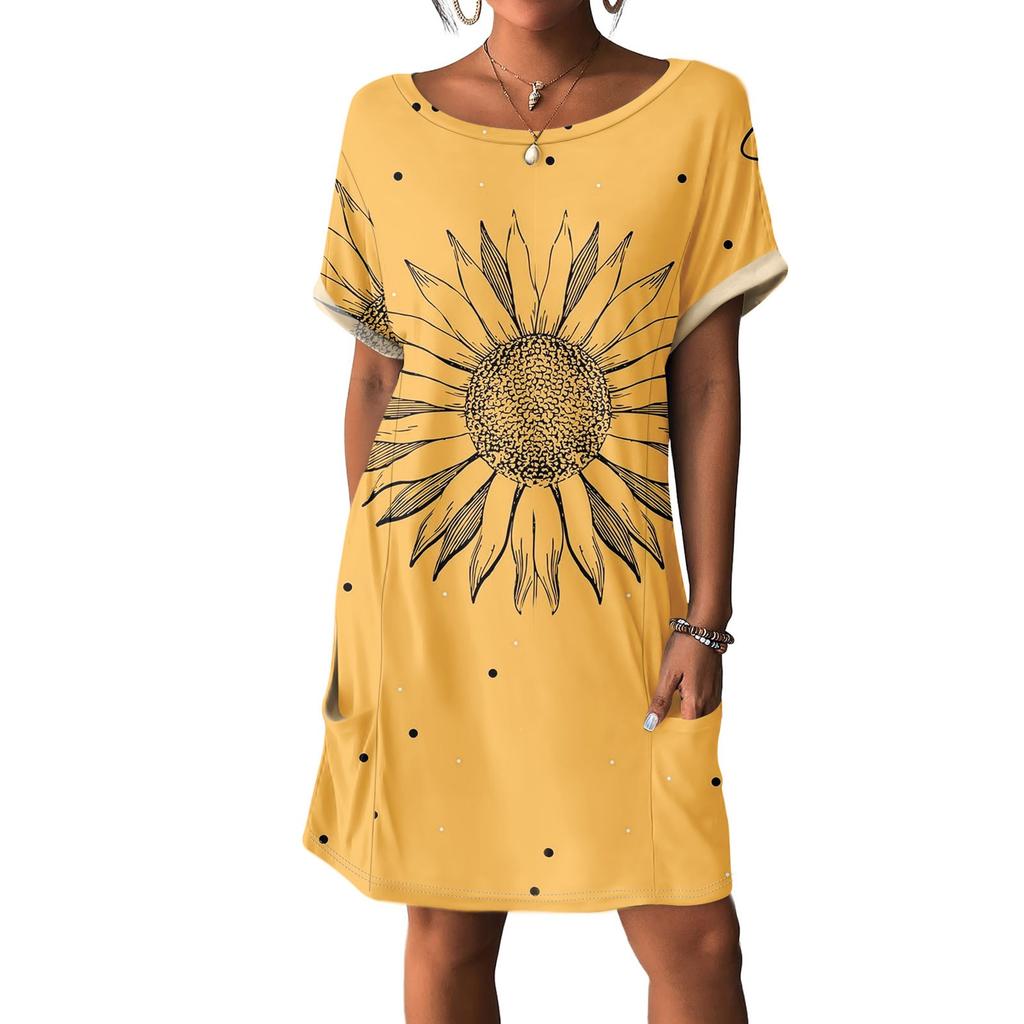 Women's Dresses T-Shirt Dresses With Pockets Solid Color Casual Beach Dresses