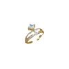 Real Gold Crown Water Drop Wedding Ring Ring Opening Adjustable Simple Jewelry Japanese Ring Couple Ring