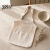 Breathable Shopping Bag Canvas Bag Mesh Splicing Design with Reinforced Picnic Carry Straps Grocery Tote for Fruits Vegetables Bread Snacks Strap