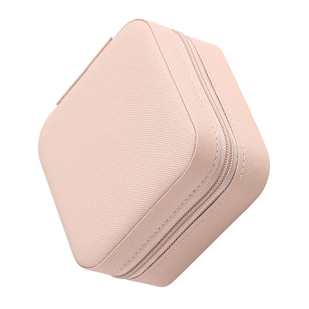 Portable Jewelry Storage Box with Zipper PU Leather Holder Case for Earrings Necklace Rings Jewelry Box