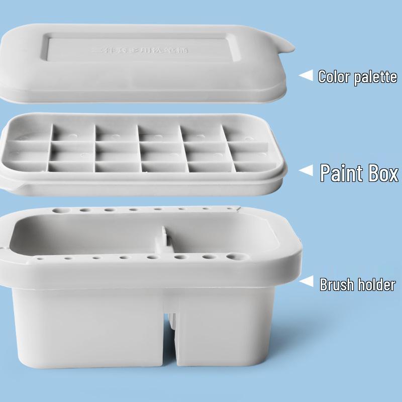 Three-Piece Portable Brush Washer & Palette for Watercolor and Oil Painting