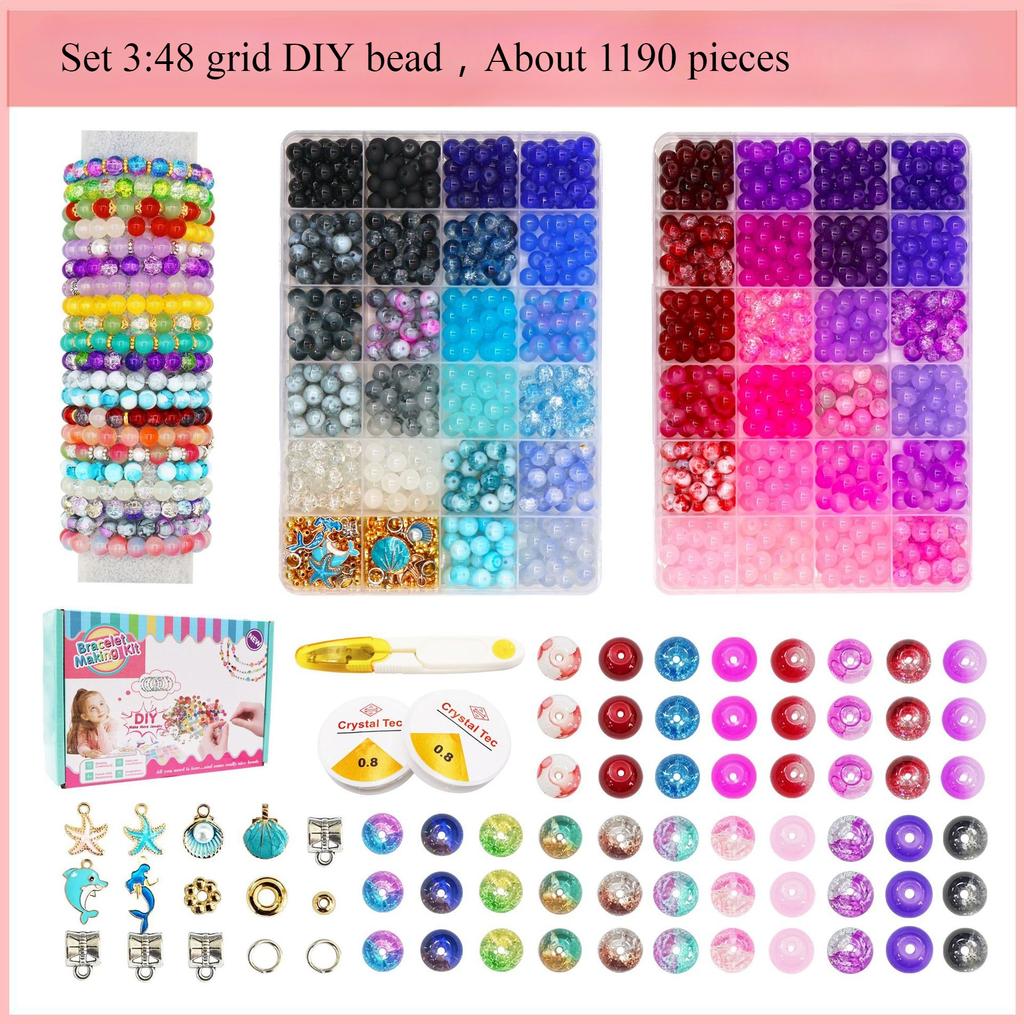 Gemischtfarbige Kristallglasperlen-Set Perlenarbeiten DIY Bekleidungsperlen-Zubehör Armband-Zubehör Material-Set Bastelbedarf