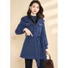 Women's Designer Faux Two-Piece Hooded Woolen Coat