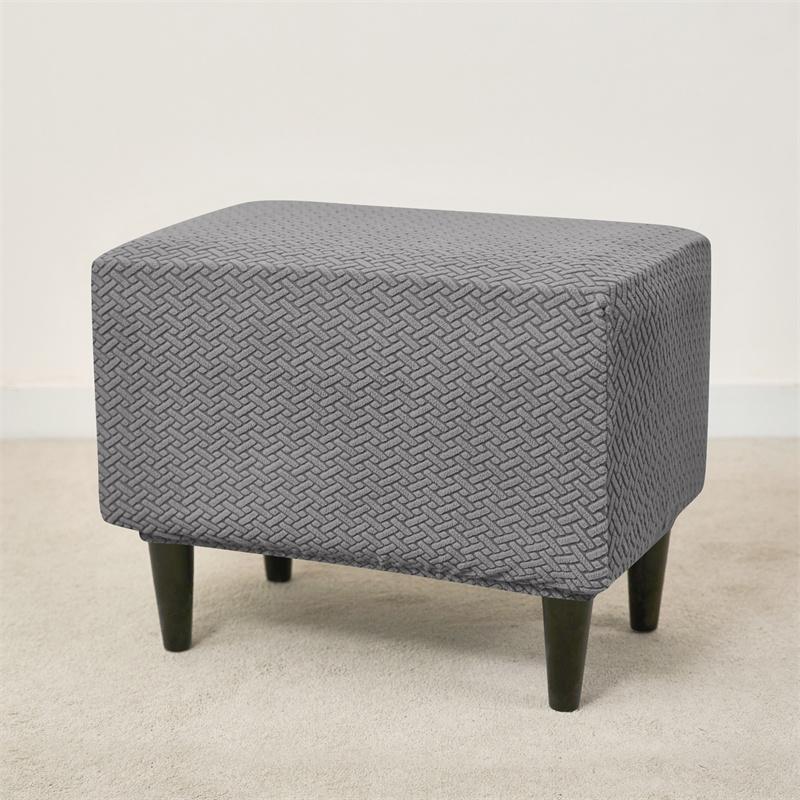 1PC Solid Color Elastic Ottoman Stool Cover Jacquard Sofa Footrest Covers All-inclusive Dust-proof Footstool Slipcovers for Home