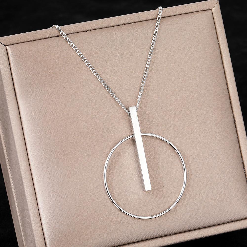 Náhrdelníky z nerezové oceli Minimalistické kruhové tyčinky Přívěsky Populární pouliční dívčí choker Řetízek na klíční kost pro ženy Zirkon
