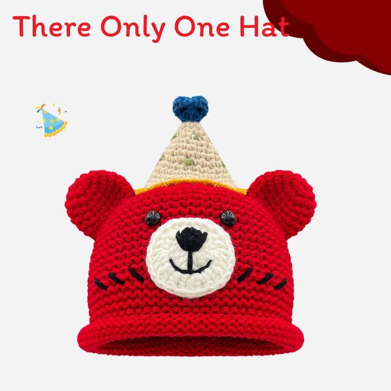 Knitted Bear Cartoon Beanie Hat With Breathable Warmth For Kids And Teens Winter Season красный