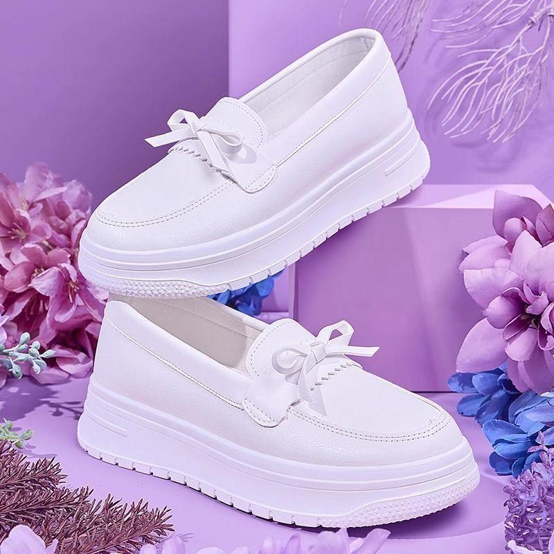 Breathable and Not Tired, Feet Leather Is Not Smelly, Feet Thick Soles Increase Height, Summer Non-slip White Medical Work Shoes