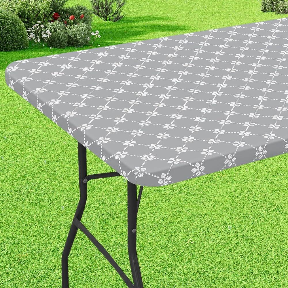 Elastic Edge Elastic Fitted Tablecloth Scratch Resistant Table Linen Table Cover  Camping